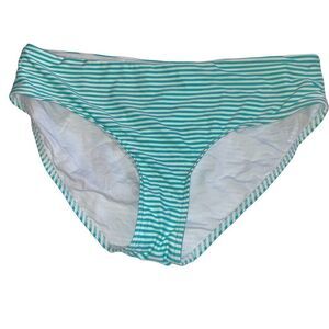 Shein full coverage striped bikini bottoms green white preppy cute swimsuit